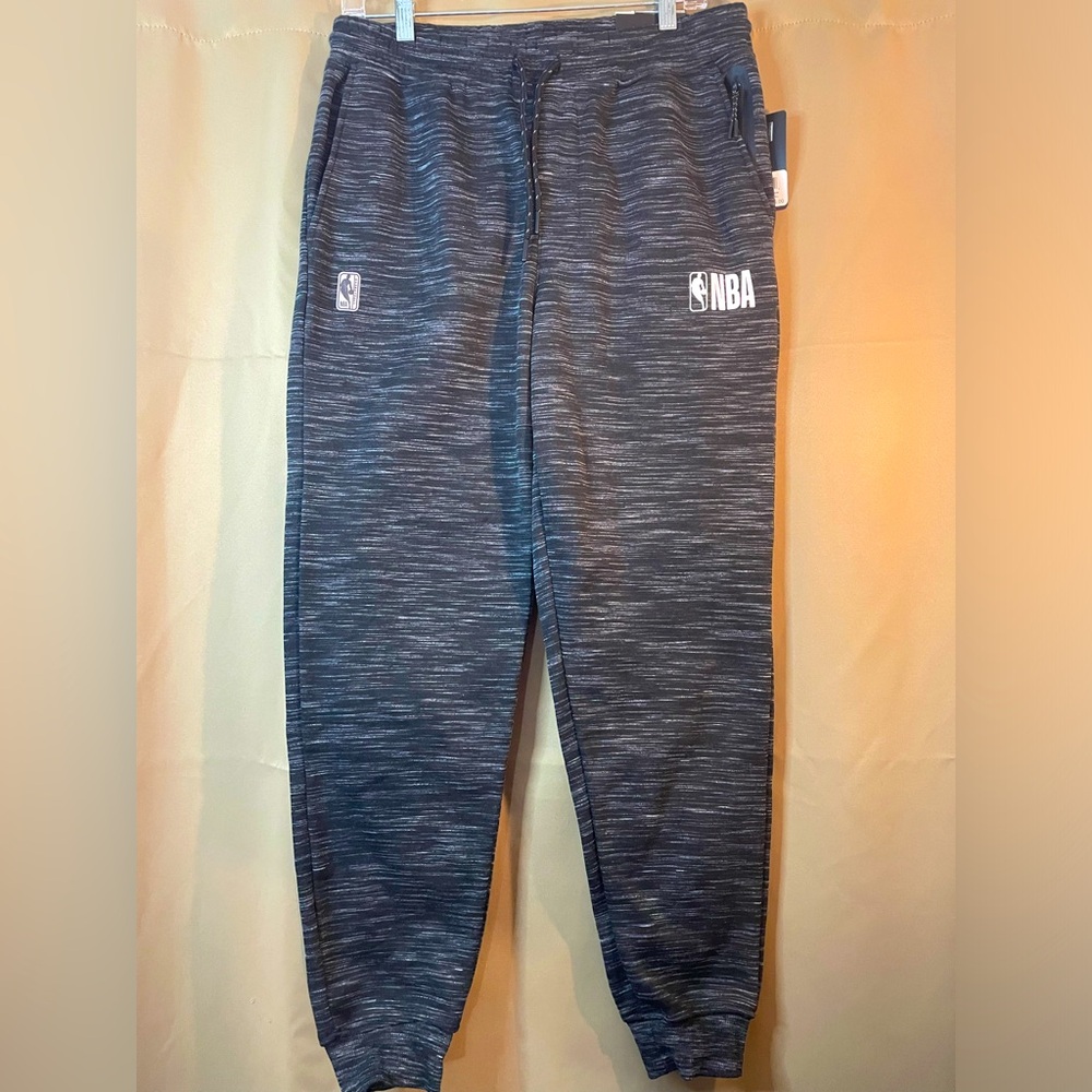 NEW NBA Sweatpants Heathered Gray Mens Sz M Med Drawstring Waist Athletic Pants